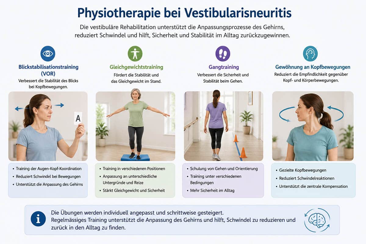 Physiotherapie bei Vestibularisneuritis mit Drehschwindel