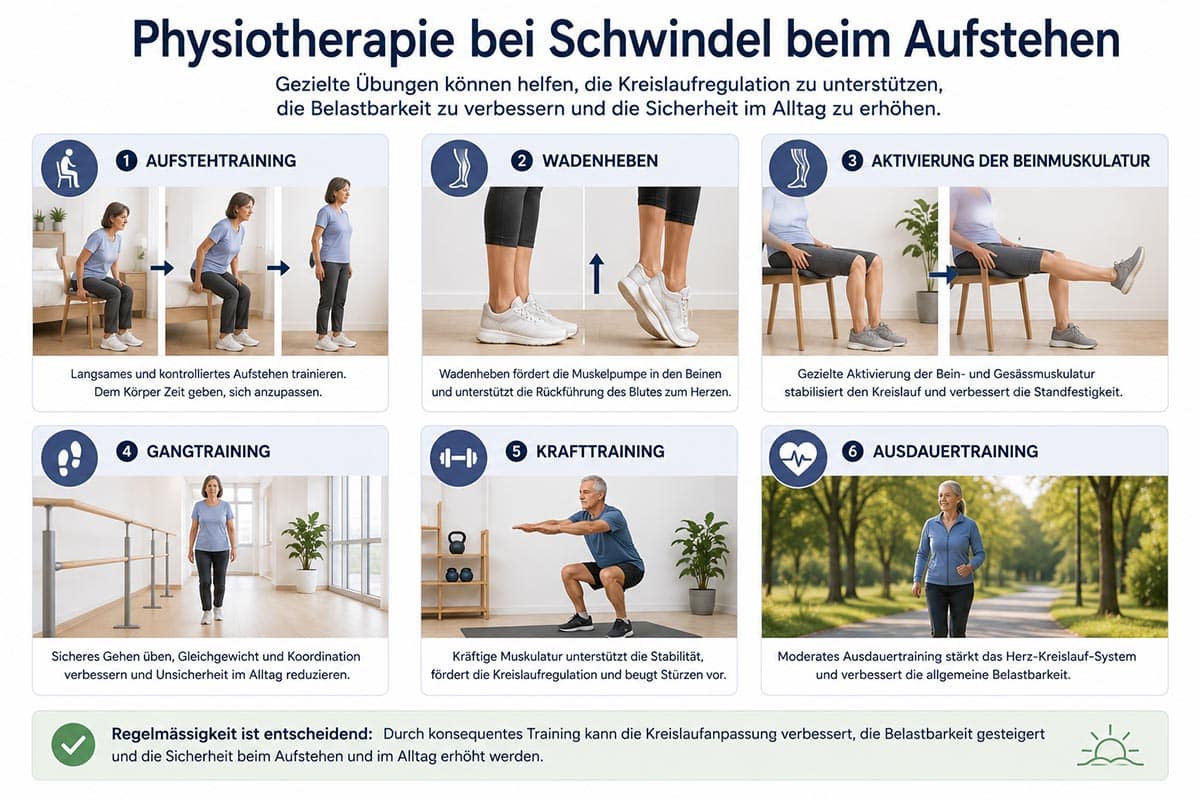 Gezielte Übungen können helfen, die Kreislaufregulation zu unterstützen, die Belastbarkeit zu verbessern und die Sicherheit im Alltag zu erhöhen.